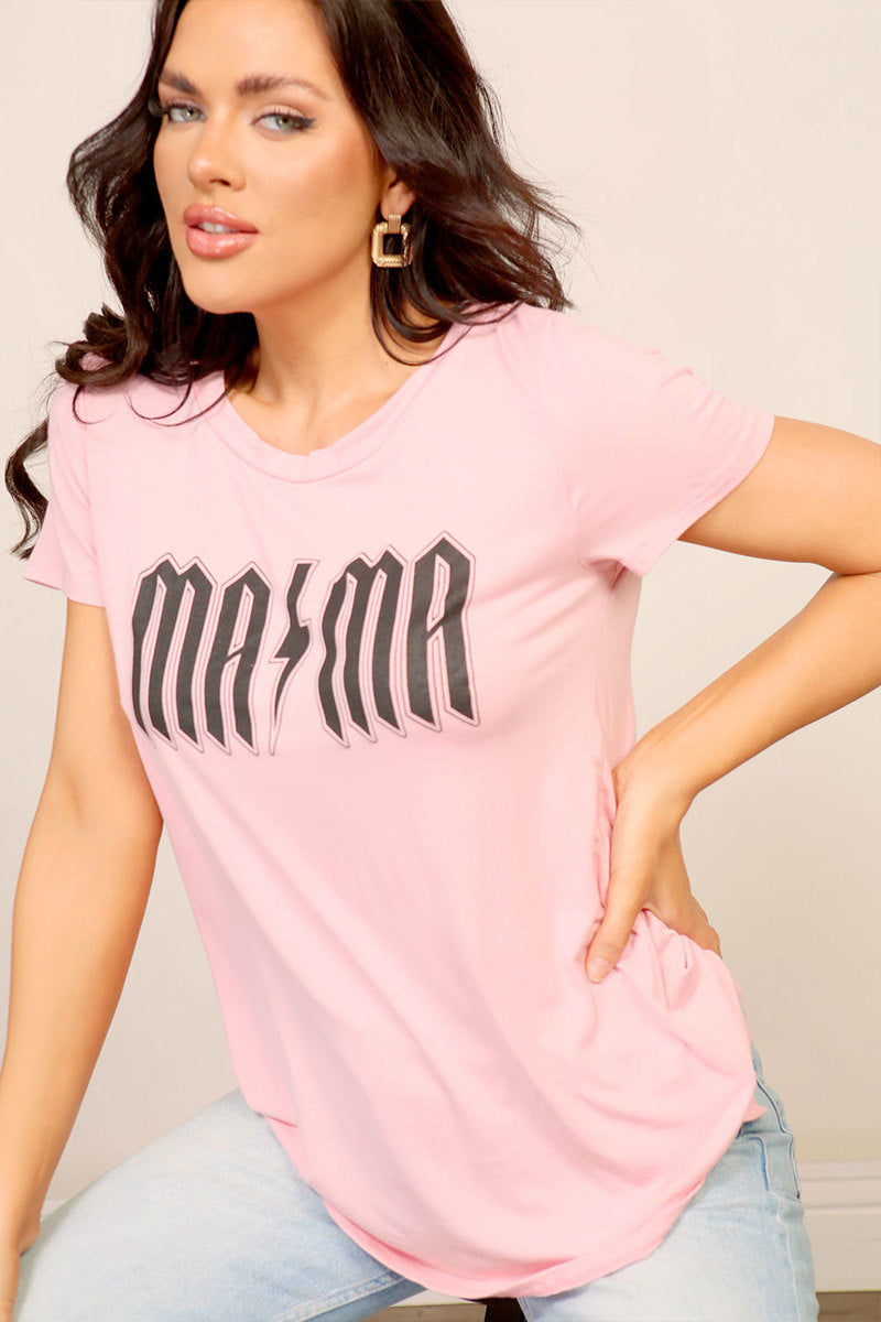 MAMA Graphic Top - Pink