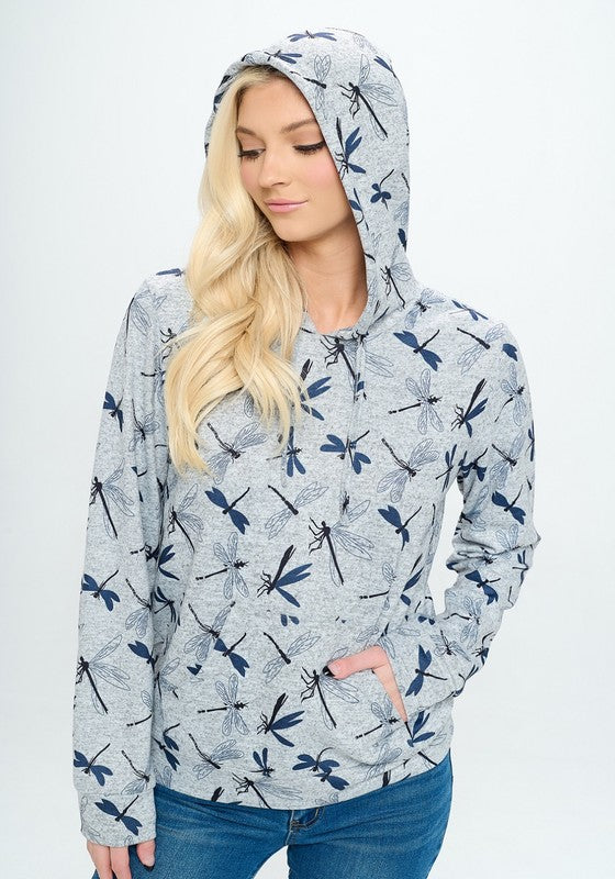 Gray Dragonfly Hoodie