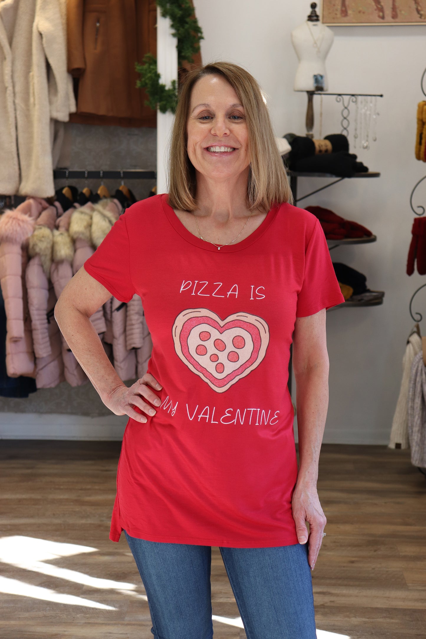 Pizza is my Valentine Graphic Top