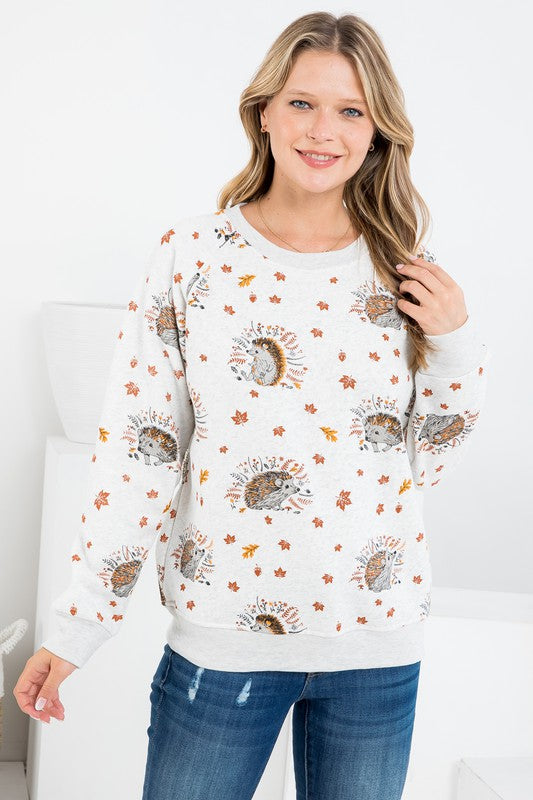 Porcupine and Autumn Leaves Sweatshirt