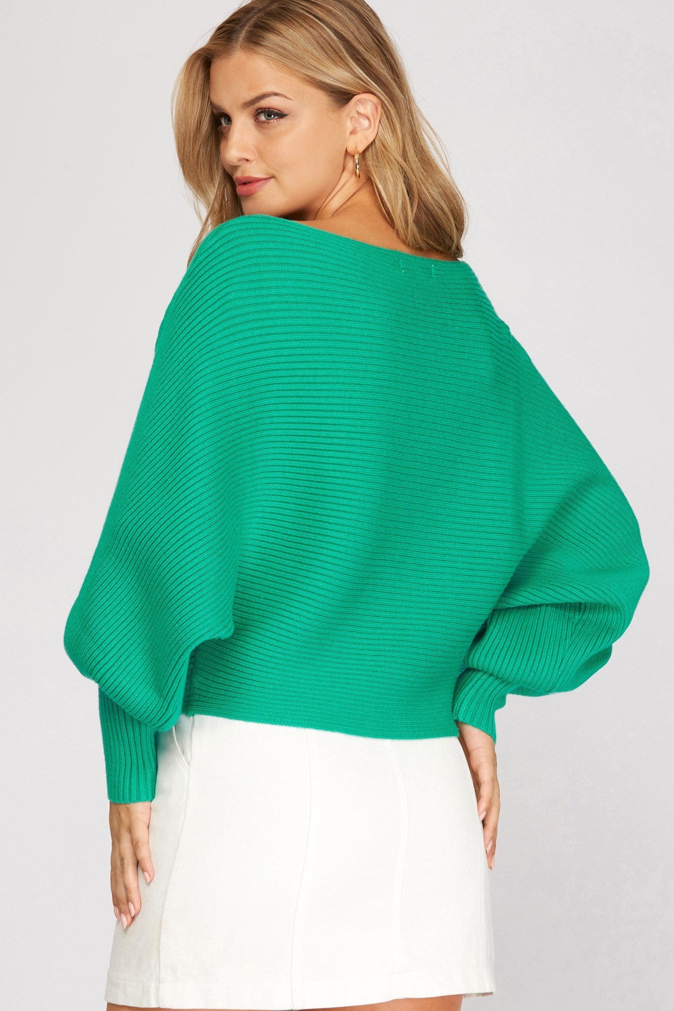 Green Balloon Sleeve Sweater