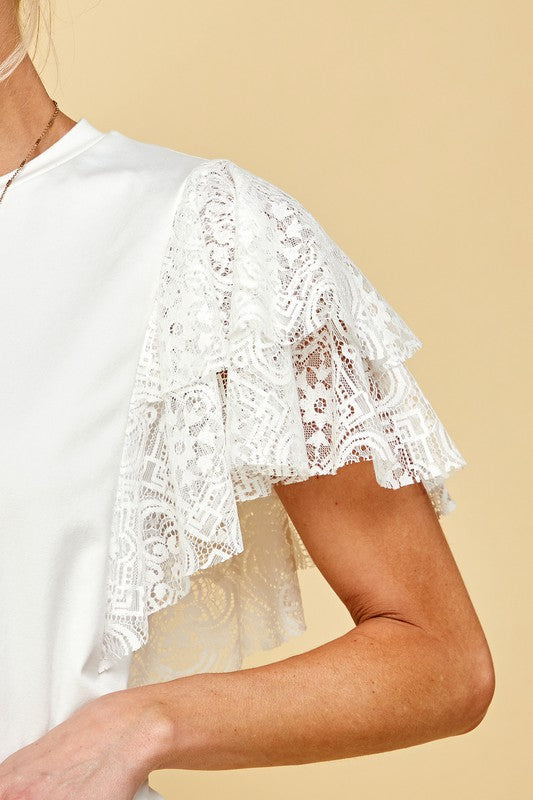 Ivory Lace Sleeves Top