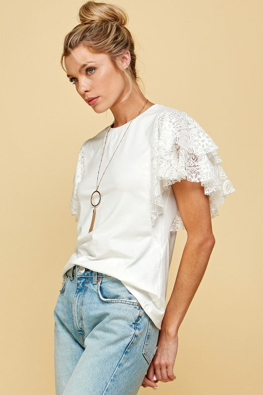 Ivory Lace Sleeves Top