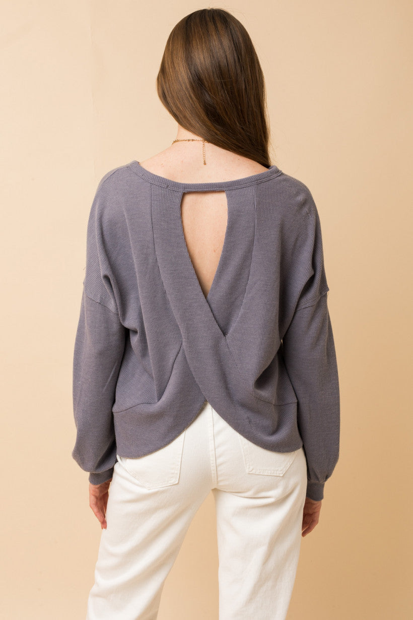 Overlapping Back Long Sleeve Top