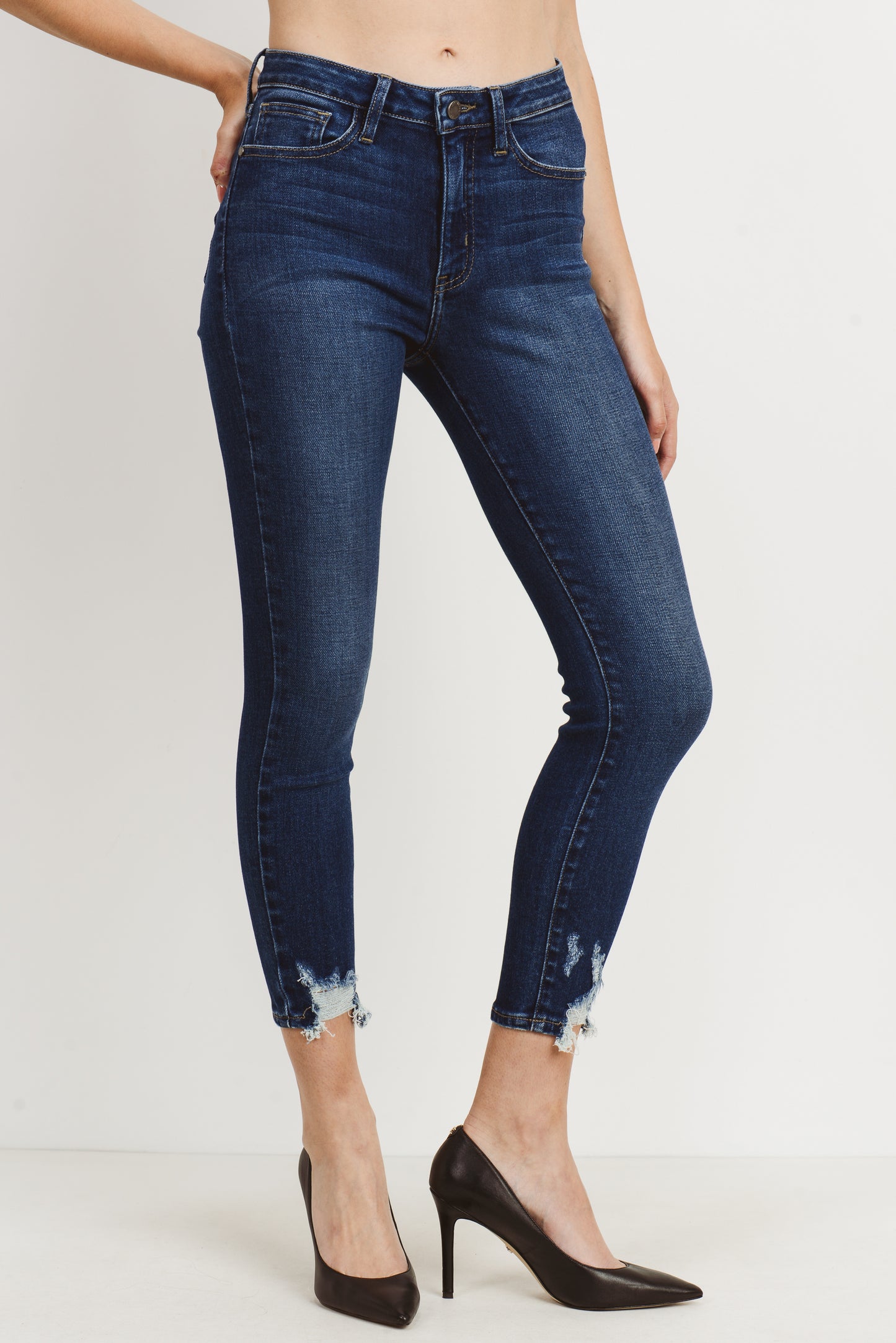 Shark Bite Hem Skinny Jeans