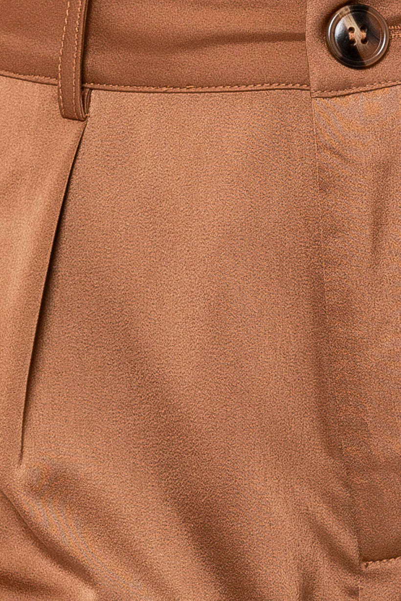 Brown Wide Leg Satin Pants