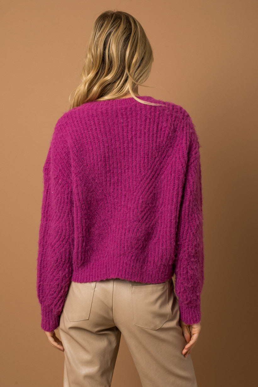 Fuchsia Chenille Knit Sweater