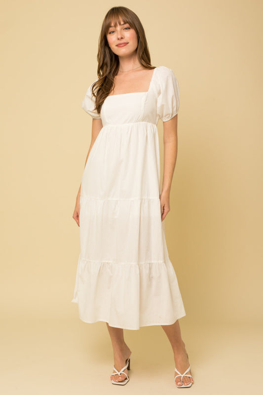 Half Sleeve Criss-Cross Tie Open Back Dress