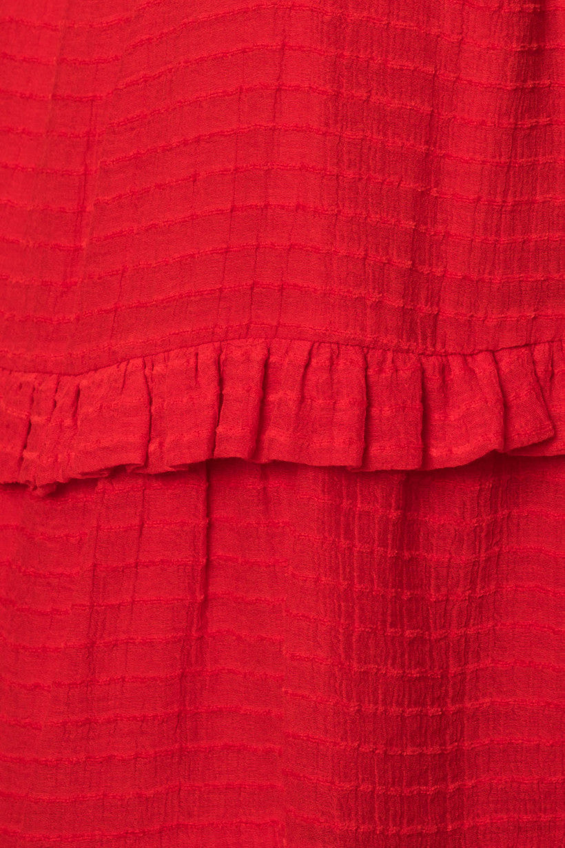 Tiered Ruffle Texture Tie Strap Tank