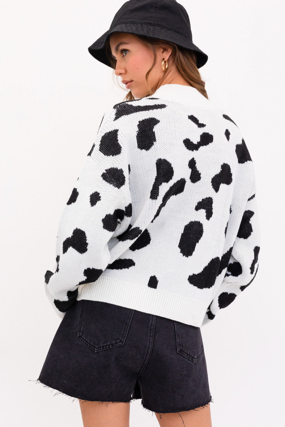Black and White Animal Print Sweater