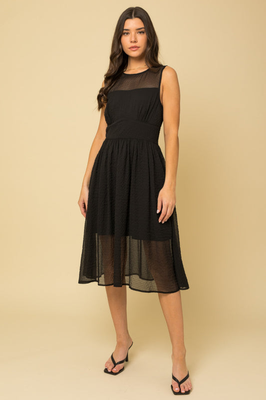 Black Textured Midi Dress