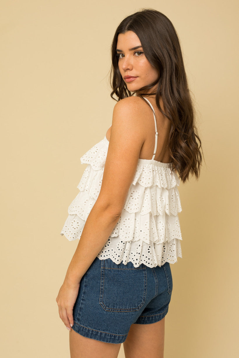 Tiered Eyelet Lace Tank