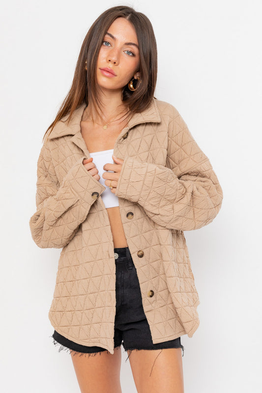 Taupe Quilted Shacket