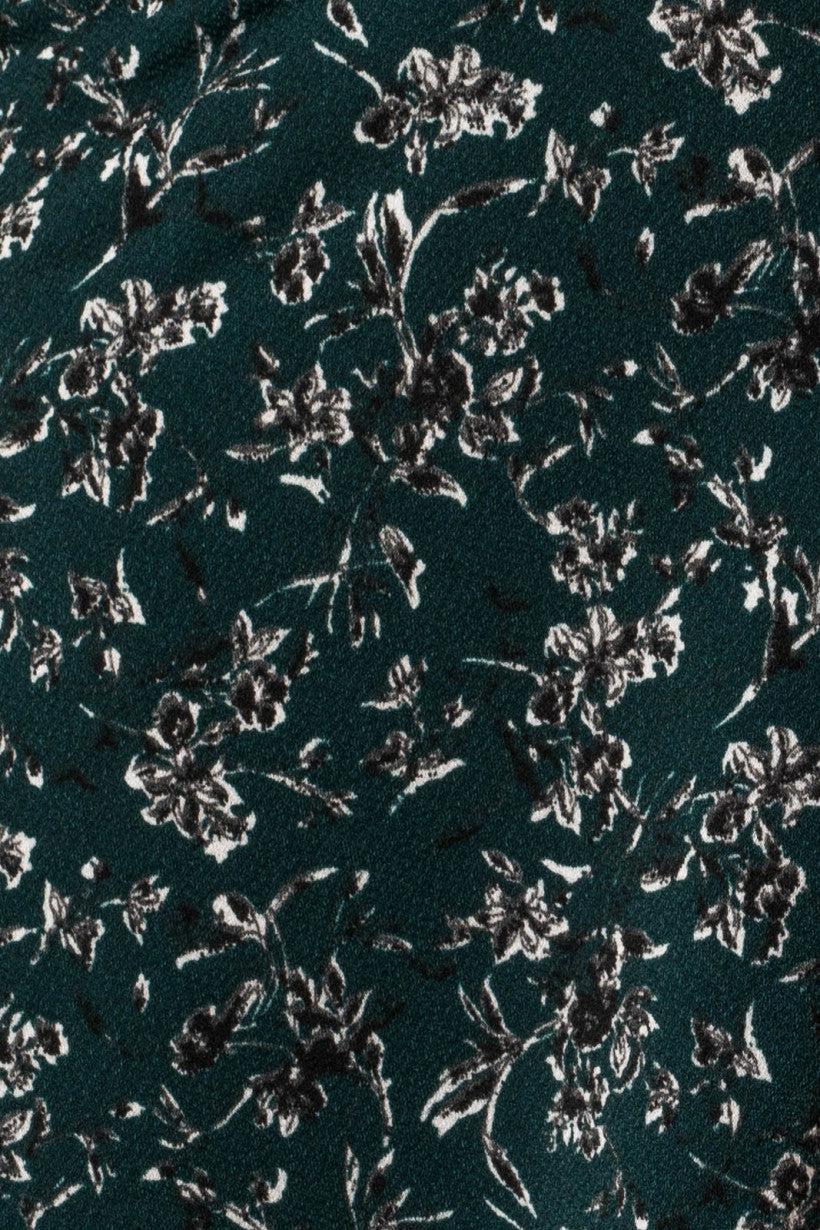 Hunter Green Floral Print V-Neck Top
